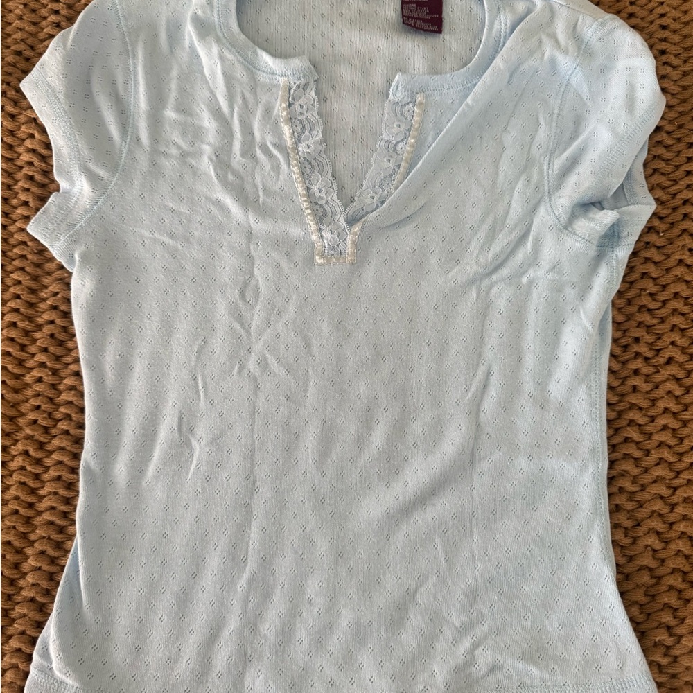 Jordache Light Blue Lace Accent Women's Tee